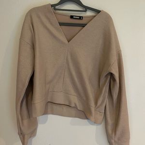 Missguided Tan Crop Sweater